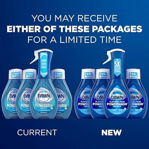 Dawn Platinum Powerwash Dish Spray, Dish Soap Liquid, Fresh Scent Bundle, 1 Spray (16oz) + 3 Refills (16oz each)(Pack of 4) - 16 Fl Oz (Pack of 4) - Fresh thumbnail 2