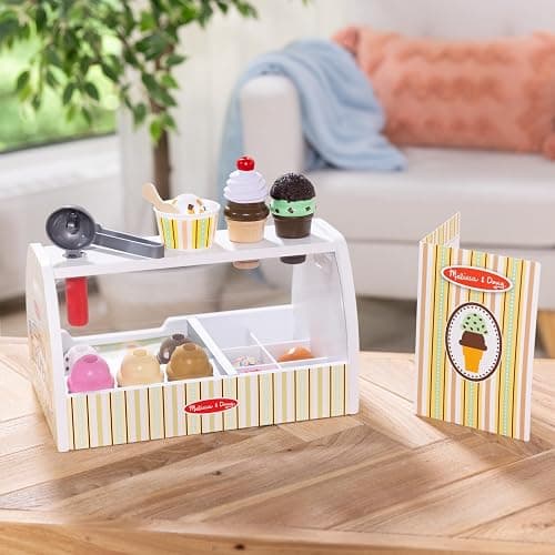 Melissa & Doug Wooden Scoop & Serve Ice Cream Counter, Pretend Play Store, 28 Toy Food & Play Kitchen Accessories, Preschool Toys for Girls & Boys 3+ thumbnail 7