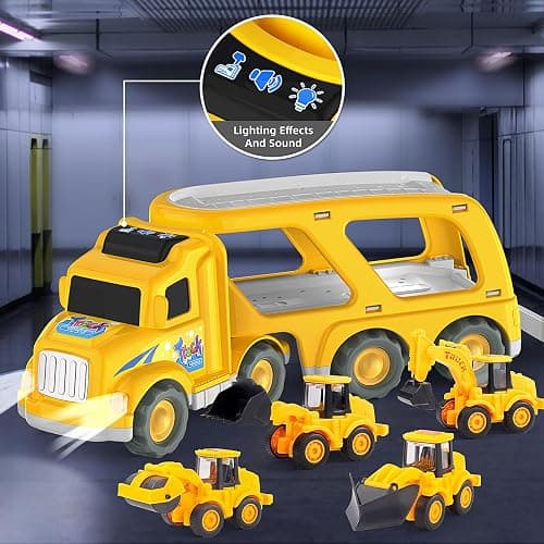 Veslier Construction Truck Toys for Boys Girls Age 1 2 3 4 5 6 Years Old，Carrier Transport Trucks for Kids 1-3 3-5 Year Old，Christmas Birthday Gift Toddler Toys. - CONSTRUCTION TRUCKS thumbnail 7