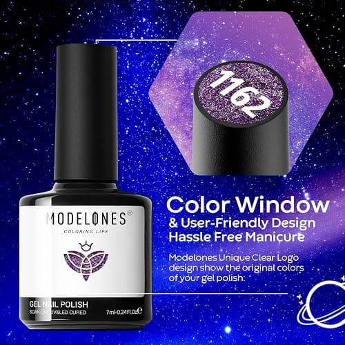 modelones Color Changing Cat Eye Gel Nail Polish Set, 6 Colors Glitter | Magnetic Chameleon Nail Art, UV LED Soak Off, Reflective Temperature Polish, Blue Red Black Pink Shimmer, DIY Home Salon thumbnail 7