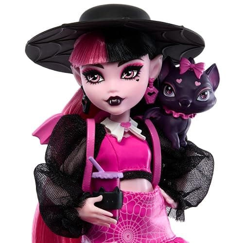 Monster High Draculaura Doll with Pet Bat-Cat Count Fabulous & Accessories Like Backpack, Spell Book, Bento Box & More thumbnail 3