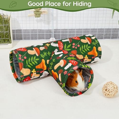 Glittme Guinea Pig Tunnel Washable Guinea Pigs Hideout Portable Rabbit Tunnels Soft Ferret Tunnel for Playing Resting Guinea Pig Accessories for Hedgehogs, Hamster,Mushrooms thumbnail 2