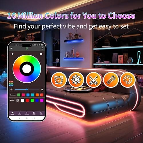 NBBUFF 390FT LED Lights for Bedroom, RGB LED Strip Lights Music Sync Color Changing Effects, DIY Cuttable Led Light Strip with Remote and App Control Led Lights for Room Decor (4 Rolls of 97ft) thumbnail 2