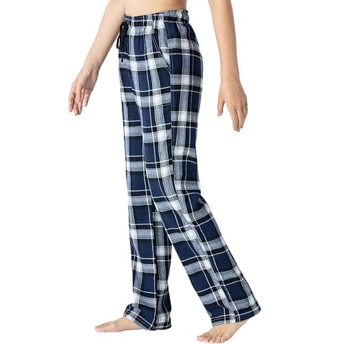 Womens Cotton Pajama Pant Plaid Lounge Bottom Home Pjs Loungewear Sleepwear | Cotton Beathable Comfy Fabric,Adjustable Drawstring Waistband Waist,Two Side Pocket,Open Wide Leg Plaid Pjs Lounge Pant thumbnail 7