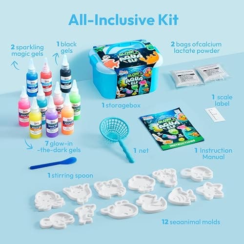 Klever Kits Glow-in-The-Dark Water Gel Kit, Magic Fairy Water Pets Toy Kit with 10 Gels(7 Glow-in-The-Dark Gels), 12 Molds, Preserving Bottle, DIY STEM Craft Kits, Arts and Crafts for Kids thumbnail 3
