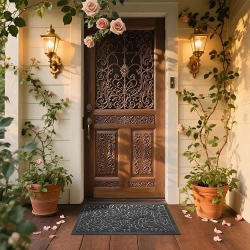 Yimobra Door Mat Outside Entrance 29.5x17, Waterproof Sturdy Outdoor Mats for Front Door, Heavy Duty Non-Slip Doormat for Garage Patio Entryway Indoor, Easy Clean, Grey thumbnail 3