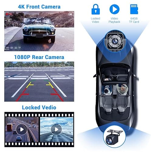 HAUXIY Wireless Apple Carplay Screen for Car 4K Dash Cam, 9" Portable Apple Carplay & Android Auto Car Stereo, with 1080p Backup Camera, GPS Navigation/Mirror Link/Voice Control/Bluetooth - Black thumbnail 6