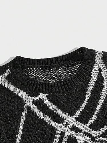 SHENHE Men's Crew Neck Graphic Sweater Long Sleeve Gothic Loose Sweater Pullover Top thumbnail 3