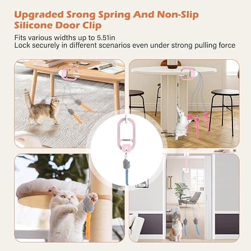 HAPPYCODE Interactive Cat Toy, Flapping Bird & Rotating Feather Teaser for Indoor Cats, Hanging Doorway Cat Toys with Fishing Pole for Exercise, Boredom Relief & Fun Games thumbnail 5