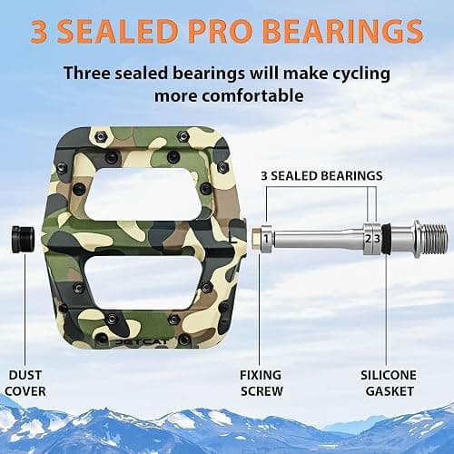 JETCAT Mountain Bike Pedals Flat - MTB Pedals Flat, Bicycle Pedals for BMX/MTN/Road/Gravel/EBike, BMX Pedals, Platform Pedals, Adults & Kids Bike Replacement Upgrades Parts 9/16 thumbnail 3