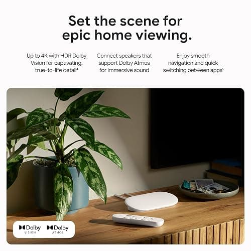 Google TV Streamer 4K - Fast Streaming Entertainment on Your TV with Voice Search Remote - Watch Movies, Shows, Live TV, and Netflix in 4K HDR - Smart Home Control - 32 GB of Storage - Porcelain thumbnail 3