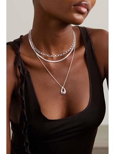 NECOCY Christmas Gift 14k Gold/Silver Plated Layered Gold Necklaces for Women, 3Pcs Dainty Herringbone Choker Set, Trendy Stack Simple Chain Layering Pendant Jewelry thumbnail 6