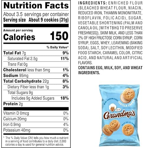 Grandma’s Mini Cookies, Vanilla Sandwich Crème Cookies, 3.71 oz Cookie Bag, (24 Pack) (Packaging May Vary) thumbnail 3