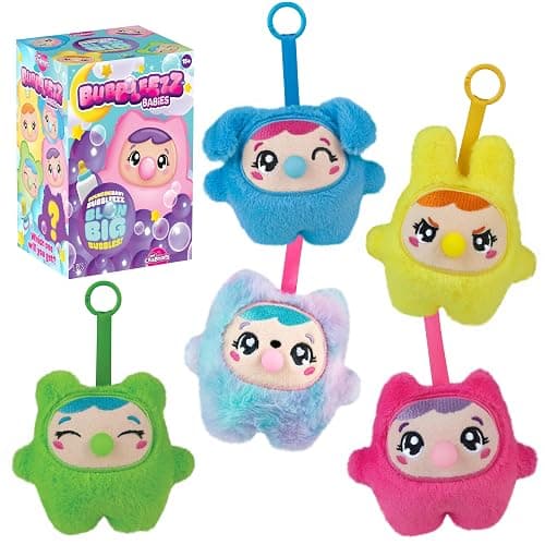 ORB Bubbleez Babies Plush Keychain Charms Assorted Blind Box - 1 Individual Bubbleez Baby Fidget Toy - Squeeze To Blow Big Bubble - Collectible Charm Squeeze Toys for Backpacks Keys Handbags More - Image 1