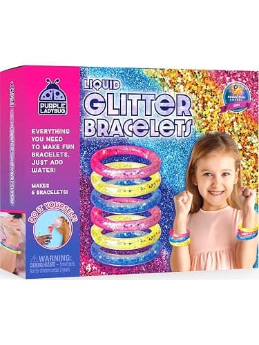 PURPLE LADYBUG Make Your Own Glitter Bracelet Making Kit for Girls - Stocking Stuffers for Kids, Gift for 6-7-8 Years Old Girl, Crafts for Girls Ages 6-8, Toy Gift for Christmas & Birthday - Image 1