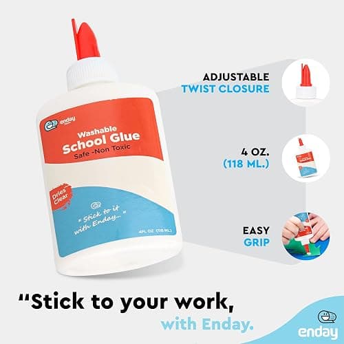 Liquid Glue (12 Pack) - 4 oz Washable School Glue, Bulk, Non-Toxic for Kids, for Slime, Arts and Crafts - by Enday thumbnail 4