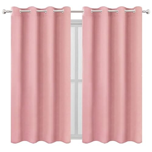 LEMOMO Pink Blackout Curtains/52 x 45 Inch Length Kids Curtains/Set of 2 Panels Grommet Bedroom Curtains for Living Room Curtains thumbnail 3