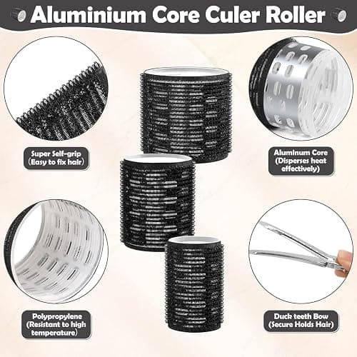 Thermal Rollers for Hair, 24PCS Jumbo Rollers Hair Curlers with Clips, Large Roller with 63mm 48mm 36mm Self Grip Thermal Hair Roller for Long Medium Short Hairs Volume thumbnail 4