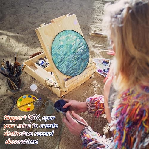 Leptetek 6 PCS Vinyl Records Decorations 12 Inch with Markers, Double Side Tape and Vinyl Center Label, Vintage Record Decor for Wall Aesthetic, Rock & Roll Music Party Decor thumbnail 6