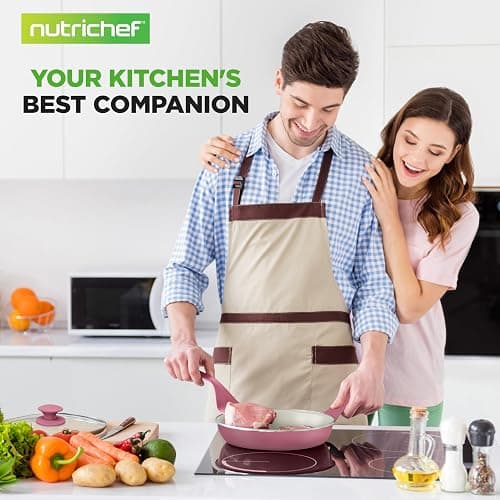 NutriChef 54-Piece Kitchen Cookware Set – Complete Non-Stick Ceramic Pots and Pans Set with Utensils, Bakeware, and Knife Set, Gas, Electric & Induction Compatible, Blush Pink Kitchen Essentials thumbnail 2