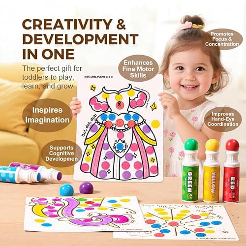 Jar Melo Washable Dot Markers for Toddlers, 8 Colors Dot Paints with 120 PDF & 10 Physical Activity Papers, Non-Toxic Bingo Daubers for Toddlers 2-4, Kids Arts and Crafts Supplies thumbnail 6
