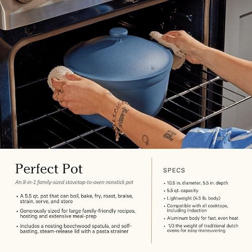 Our Place Cookware Duo, 7-Piece Ceramic Nonstick Cookware Set with Strainer | Non-toxic ceramic cookware set with 10.5-inch Always Pan, 5.5 Qt Perfect Pot & strainer; induction & oven safe to 450°F thumbnail 5