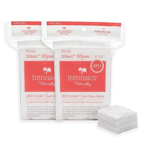 Intrinsics Petite Silken Wipes – 2"x2" 4-Ply Lint-Free Cotton Pads – Low-Absorbent, Soft, and Biodegradable – 2 Pack (400 Count ) - Image 1