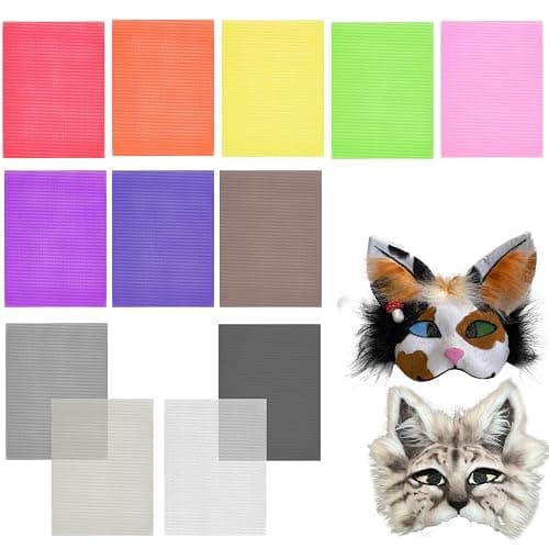 12 Pack Eye Mesh, 12 Color Eye Mesh for Therian Mask, 7.87 x 5.91 Inch DIY Therian Mask Kit for Furries Cosplay, Props, Fursuits, Craft Making - Image 1