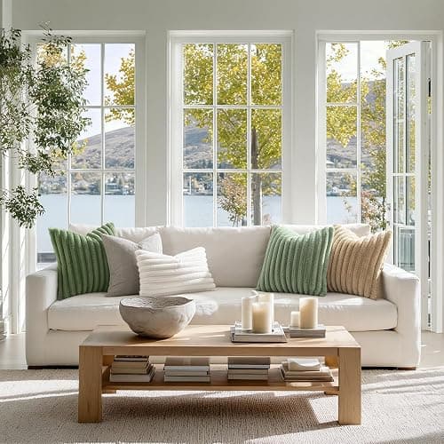 MIULEE Faux Fur Decorative Throw Pillow Covers 18x18 Inch Set of 2, Modern Spring Home Decor Soft Plush Couch Pillows Cozy Fluffy Cushion Covers for Sofa Bed Sage Green thumbnail 4