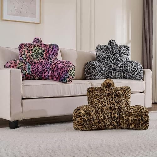 Animebody Reading Pillows for Boyfriend Adult,Velvet Back Pillow Bed Wedge Large, Back Rest Support Cushion for Sitting in Bed Kids Children 18inch-Rainbow Leopard thumbnail 8