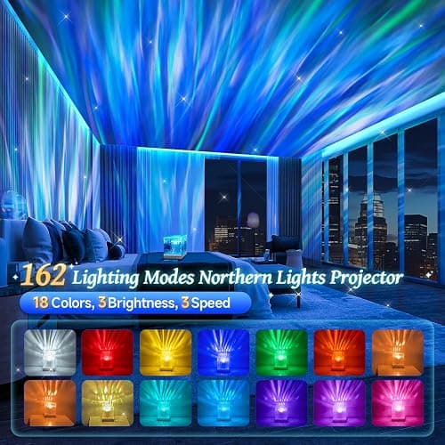 Valentine's Day Northern Lights Projector Gifts for Her, 18 Colors Sensory Lights Night Light Remote Timer Galaxy Light, Soothing-for-Sleep Mood Lighting, Galaxy Projector, Led Lights for Bedroom thumbnail 2