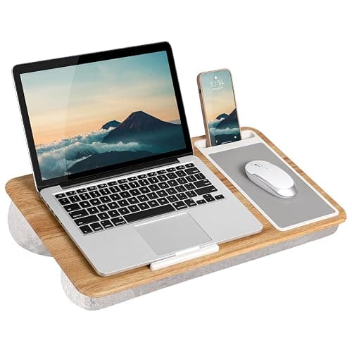 LAPGEAR Home Office Lap Desk with Device Ledge, Mouse Pad, and Phone Holder - Oak Woodgrain - Fits up to 15.6 Inch Laptops - Style No. 91589 - Oak Woodgrain - Home Office - Image 1