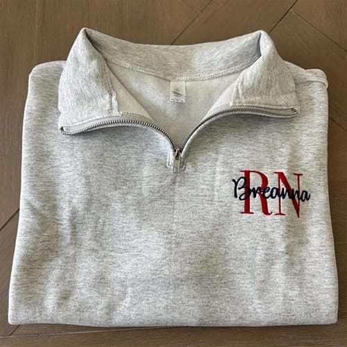 GODMERCH Personalized Nurse Quarter Zip Sweatshirt, Custom Embroidered Nurse Sweatshirt, RN Sweatshirts Gift for Nurses thumbnail 3