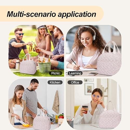 Lunch Box for Women,Cute Lunch Tote Bag,Reusable Insulated Lunch Box,Large Capacity Cooler Bag with Compartments for Work, Picnics or Travelling thumbnail 7