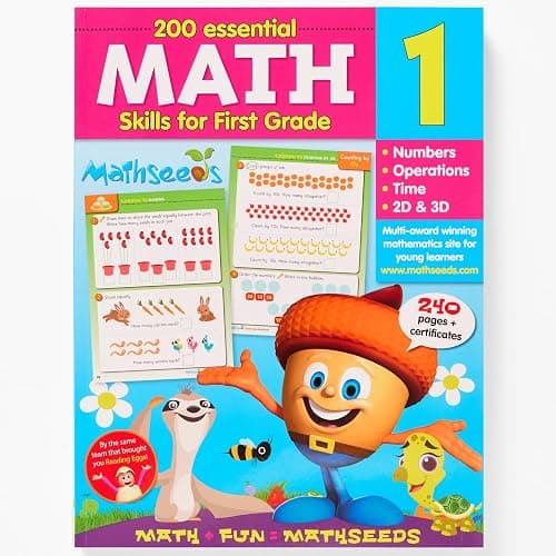 Kindergarten, 1st Grade & 2nd Grade Math Workbook Ages 4-8, 600 Essential Lessons, Numbers, Operations, Fractions, Shapes, Worksheets + Yearly Planner, 260 Full Color Pages Each, Mathseeds thumbnail 4