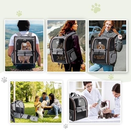 Lekebobor Large Cat Backpack Carrier Expandable Pet Carrier Backpack for Small Dogs Medium Cats Fit Up to 18 Lbs, Dog Backpack Carrier, Foldable Puppy Backpack Carrier for Travel, Hiking,Grey thumbnail 7