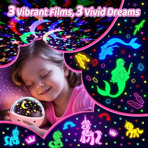 COOLNIGHT Unicorn Night Light Star Projector for Kids, 3 Films+93 Colors Kids Projector Night Light, 360° Rotating Stay All Night, Remote+Dimmable+Timer, Sleep Soother, Gift for Child or Grandchild thumbnail 2