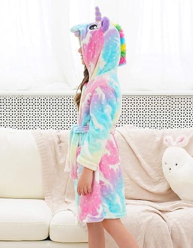 Doctor Unicorn Soft Unicorn Hooded Bathrobe Sleepwear - Unicorn Gifts for Girls thumbnail 2