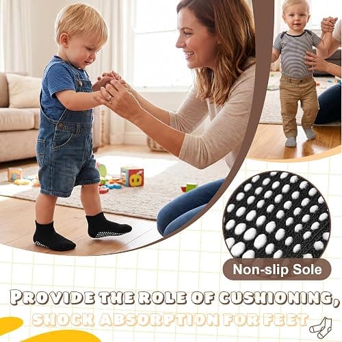GRPSKCOS Non Slip Toddler Socks 15 Pairs Toddler Grip Anti Skid Low Cut Socks for 1-7 Years Boys Girls thumbnail 3