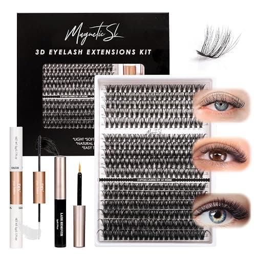 320PCS Individual Eyelashes Kit - 40D, 50D, 100D DIY Lash Extension Kit with Bond, Seal, Glue & Applicator - 11-20mm Volume False Eyelashes - D Curl Individual Cluster - Image 1