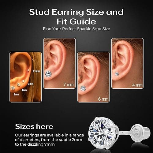 Art and Molly 14K Solitaire Gold Earring Solid 14-Karat Round Cubic Zirconia Stud Earrings with Screw-Back, CZ Studs with Gift-Ready Box thumbnail 7