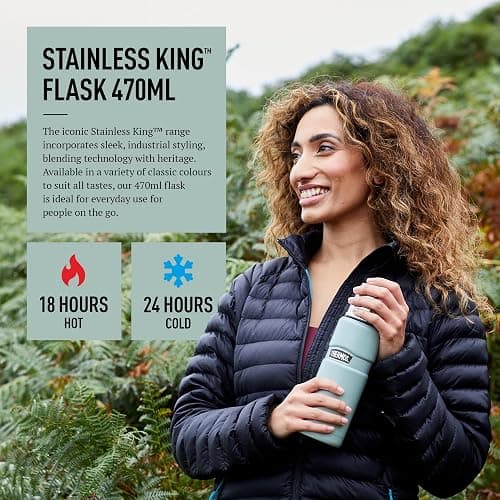 Thermos Stainless King 470ml Multi- Purpose Thermos Flask - Original-Style Flask can be Used as Travel Mug or Insulated Water Bottle for Daily Commute & Weekend Adventures – Duck Egg thumbnail 4
