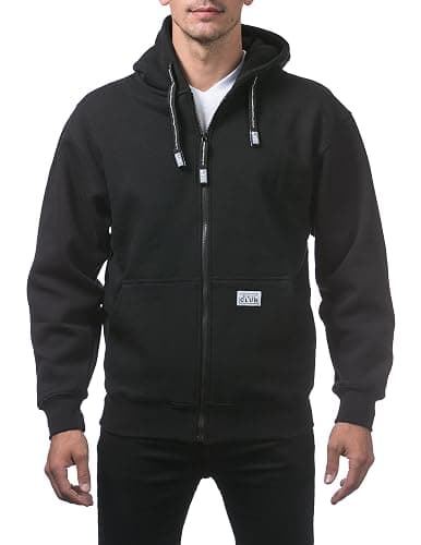Pro Club Men's Heavyweight Full Zip Fleece Hoodie - X-Large-XX-Large - Black - Image 1