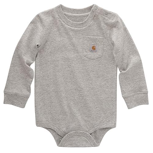 Carhartt Kid's CA5002 Long-Sleeve Pocket Bodysuit - 12 Months - Grey Heather