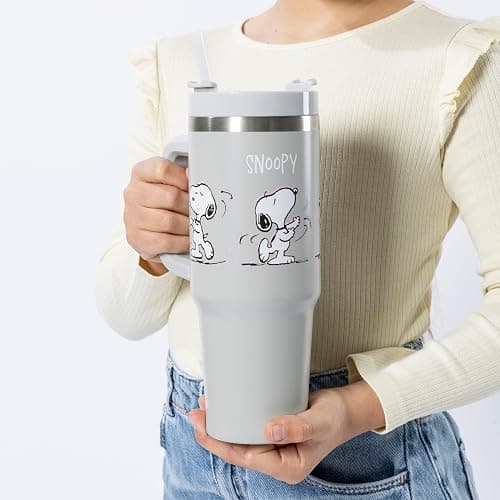 Undercover - Peanuts Snoopy Gobelet isolant avec paille - 880ml de capacité - Gobelet en acier inoxydable avec poignée - sans BPA thumbnail 4