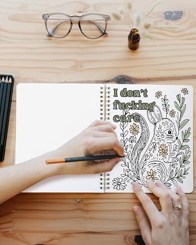 Beautiful Coloring Book Set of 2 for Adult Relaxation - Funny Coloring Books with Floral Designs for a lot of Laughs - The Perfect Stress-Relieving Gift for Women thumbnail 4