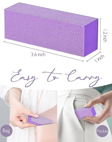 Maryton Nail Buffer Block, Medium/Fine Grit 100/180 Finishing Buffers for Acrylic Nails Gel Polish Nails, 3 Way Professional Pedicure Manicure Buffer Kits, 5 Count (Purple) thumbnail 7