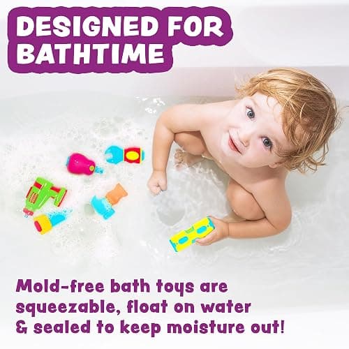 Tub Works® Tools™ Mold Free Bath Toys, 6 Pack | Sealed, No Hole Bath Toys Design Keeps Moisture Out | Soft, Squeezable & Float on Water | Easy-Grip Baby & Toddler Bathtub Toys | Great for Baby Pools thumbnail 3
