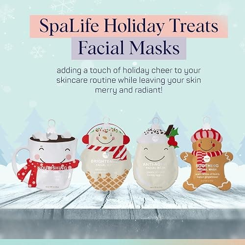 SpaLife Beauty Holiday Treats Christmas Face Mask Bundle | Korean Facial Mask | Hydrating, Soothing and Moisturizing Sheet Mask Set | Stocking Stuffers for Women | Bulk Christmas Gifts | 12 Pack thumbnail 5