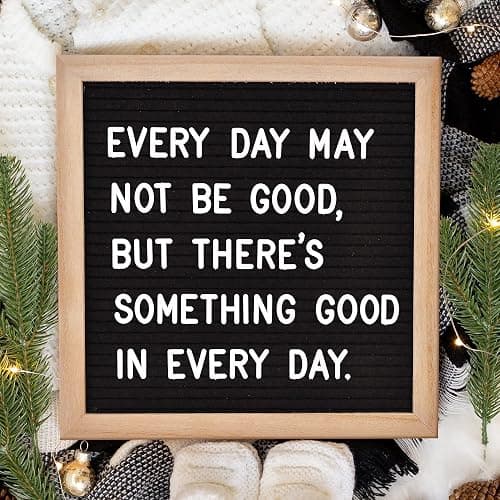 Veskaoty Felt Letter Board with 294 Letters, 10 x 10 Inch, Black & Wood | Changeable Message Board, Wooden Frame, Wall Mount, Numbers, Symbols, Baby Pregnancy Announcement Sign, Classroom Decor thumbnail 5